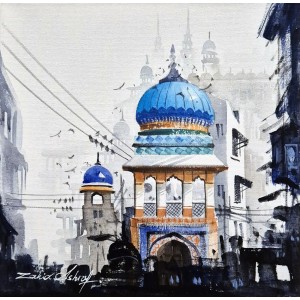 Zahid Ashraf, 12 x 12 inch, Acrylic on Canvas, Cityscape Painting, AC-ZHA-152